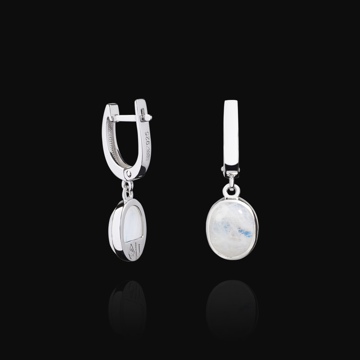 Серьги из серебра с лунным камнем