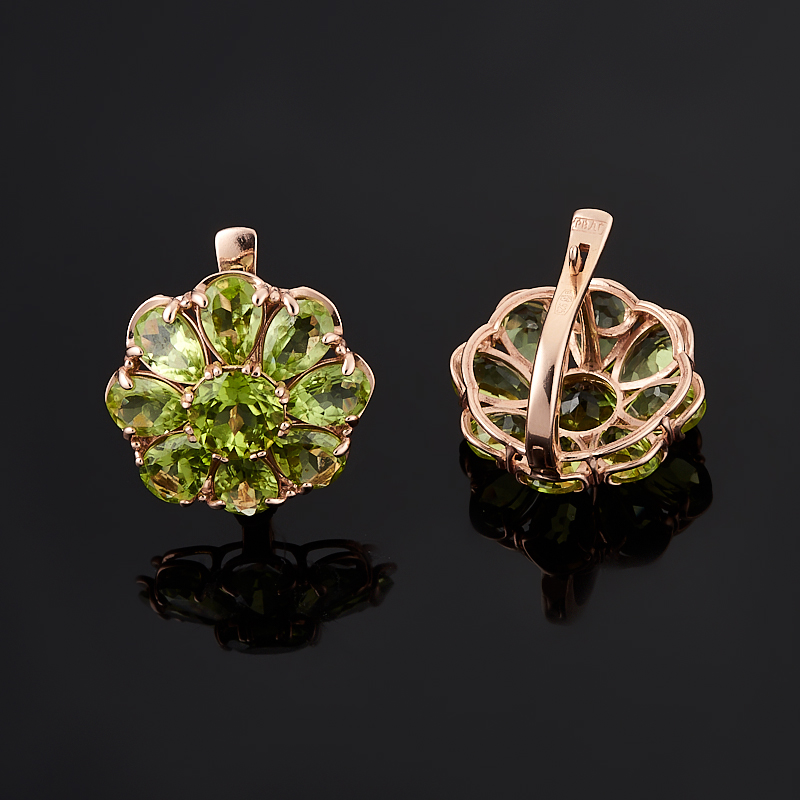 Серьги из серебра с хризолитом