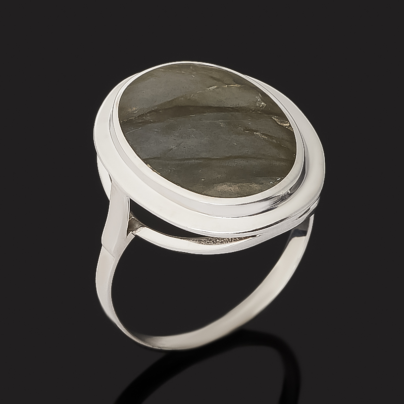 Кольцо лабрадор Мадагаскар (серебро 925 пр. родир. бел.) размер 18