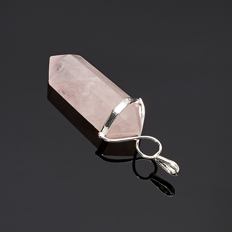 Кулон розовый кварц Намибия кристалл (биж. сплав) 4-6,5 см