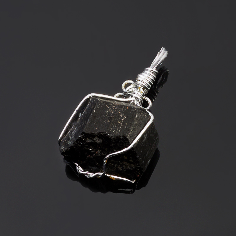 Кулон турмалин черный (шерл) Бразилия (биж. сплав) кристалл 3-5 см