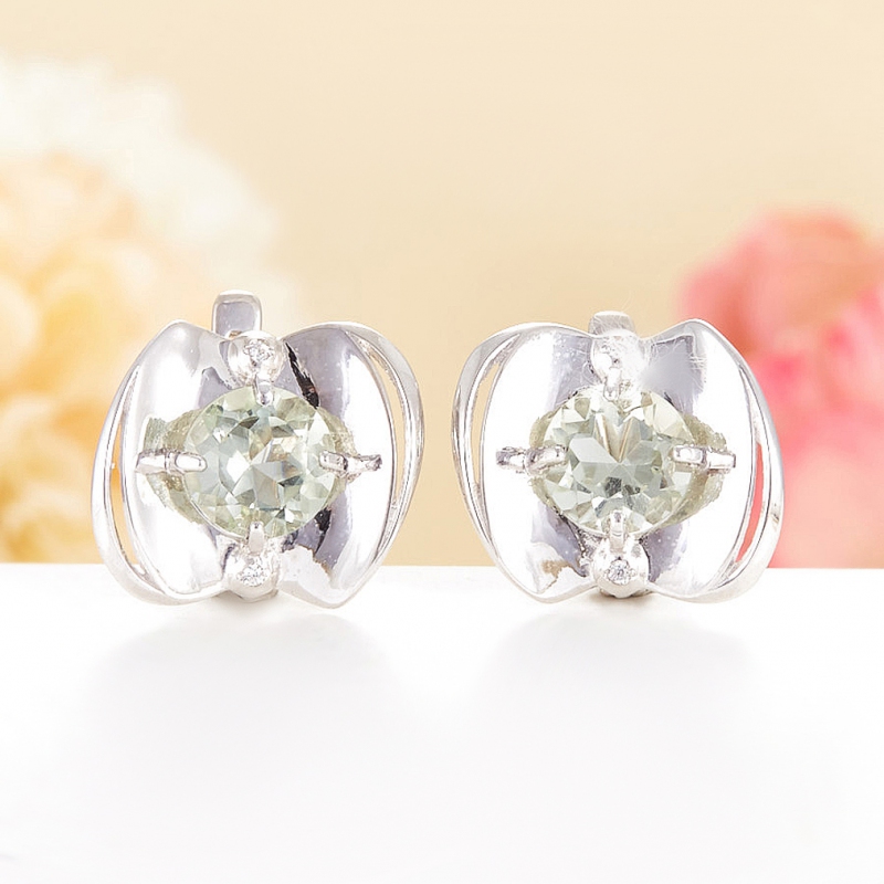 

Серьги празиолит огранка (серебро 925 пр.)
