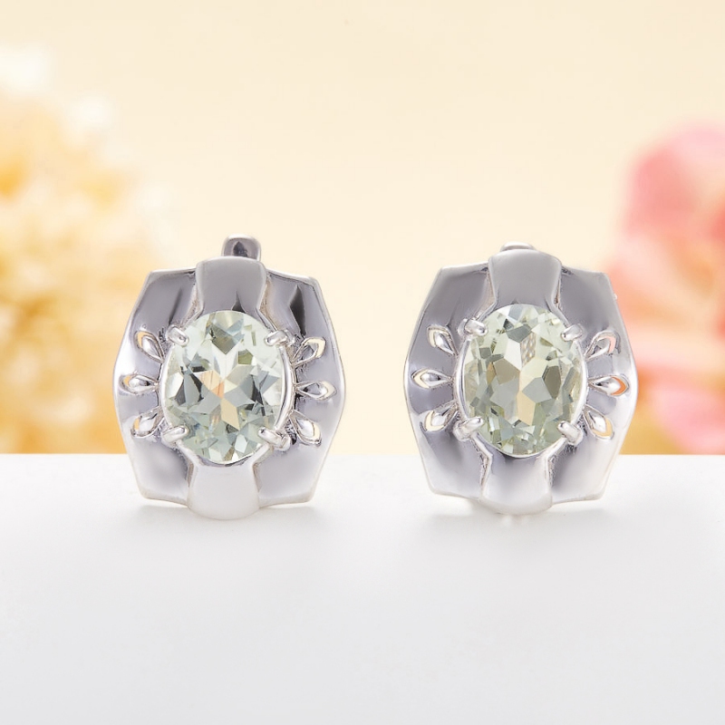 

Серьги празиолит огранка (серебро 925 пр.)