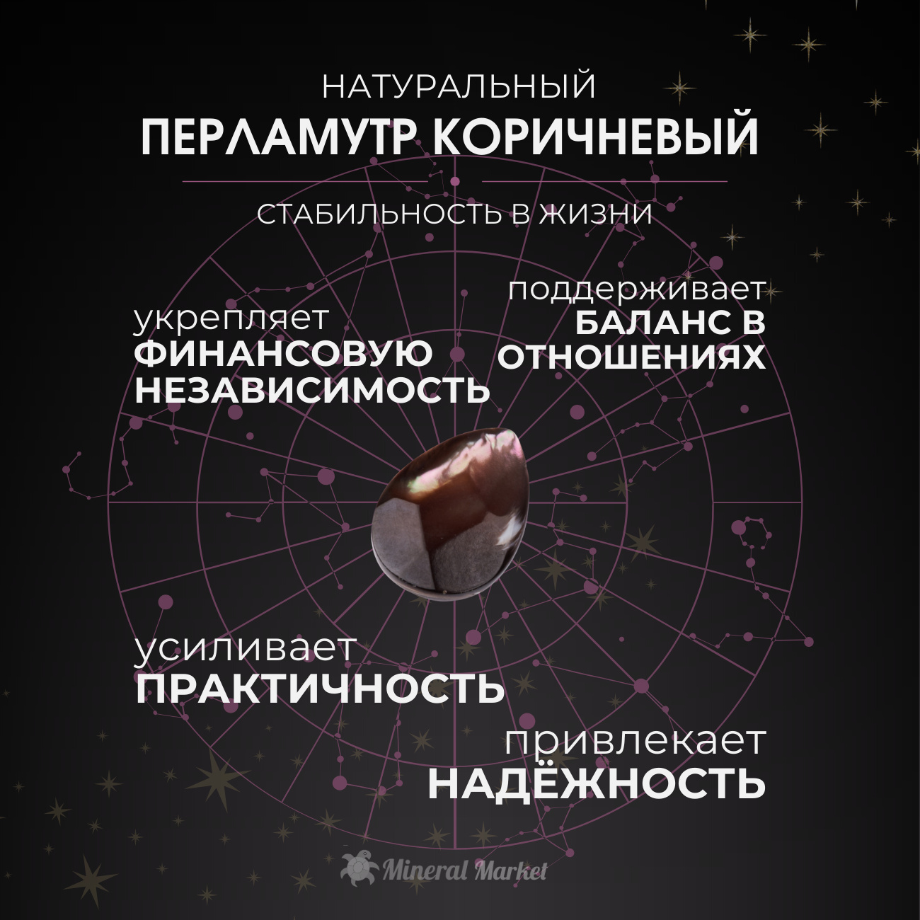 Кулон перламутр коричневый круг (биж. сплав) 45 см (+5 см)