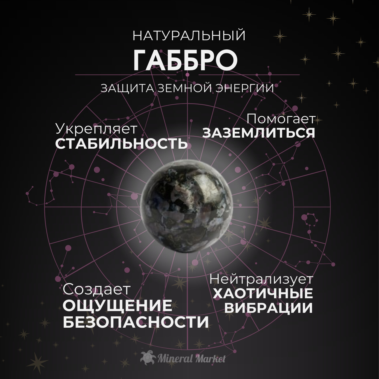 Шар габбро тулитизированное Мадагаскар 4,5-5 см