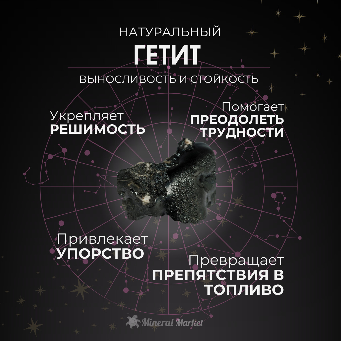 Друза микс гетит, кварц S (4-7 см)