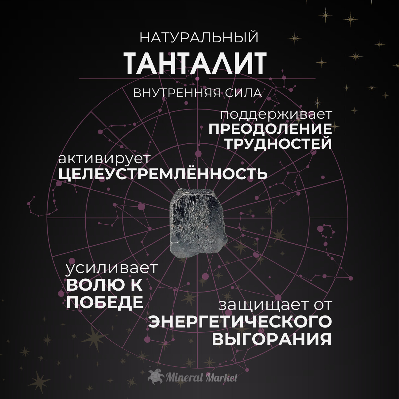 Образец танталит Казахстан (на подставке) XS (3-4 см)