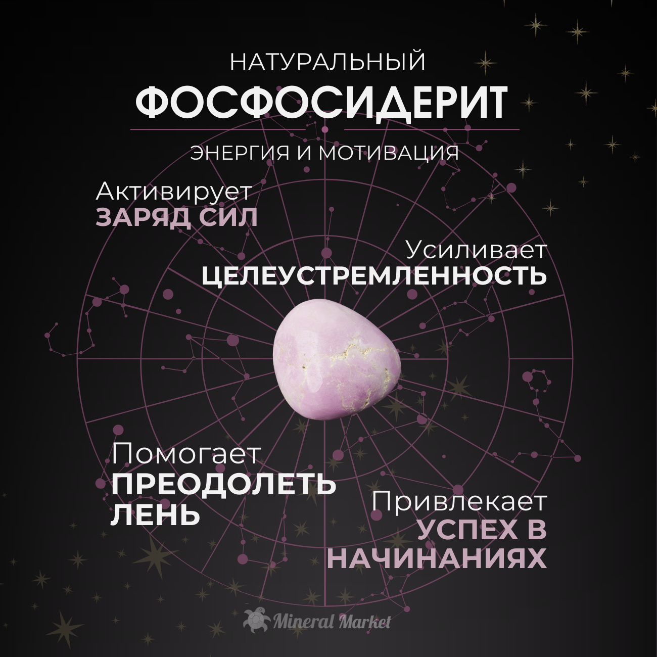 Кулон фосфосидерит Бразилия (кожа натур., нейзильбер) 10 см