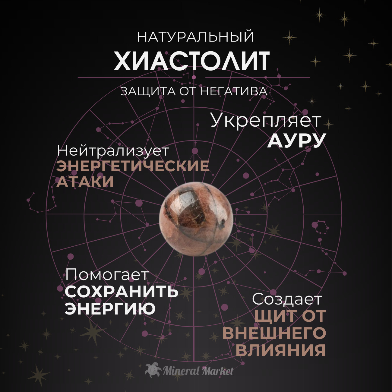 Образец хиастолит Россия 2-3 см (1 шт)